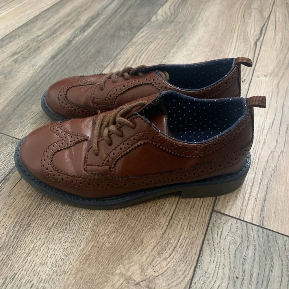 CARTER'S‎ BROWN VEGAN LEATHER LACE UP OXFORDS SIZE 13-NICE!